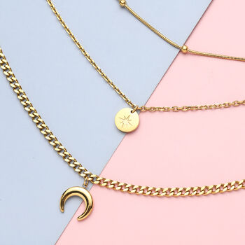 2er-Set Halskette, ca. 42 cm, 316L Edelstahl Goldfarben