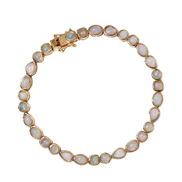 Nat&uuml;rliches, &auml;thiopisches Opal-Armband, ca. 20 cm, 925 Silber vergoldet ca. 7,04 ct
