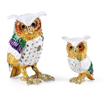 Dekorative Aufbewahrungsbox in Eulen-Form, 6x4,2x7,5cm, Gold