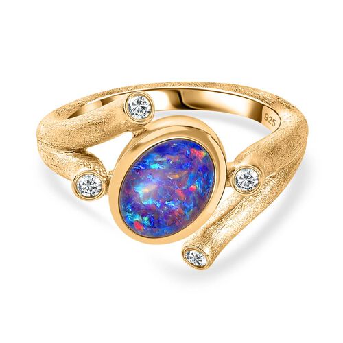 Boulder Opal Triplett und Zirkon Ring - 1,56 ct. image number 0