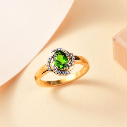 Natürlicher Chromdiopsid und Zirkon-Ring - 0,99 ct. image number 1