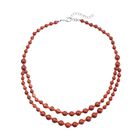 Rote Jaspis und Glas Halskette, ca. 45 cm, ca. 182,50 ct