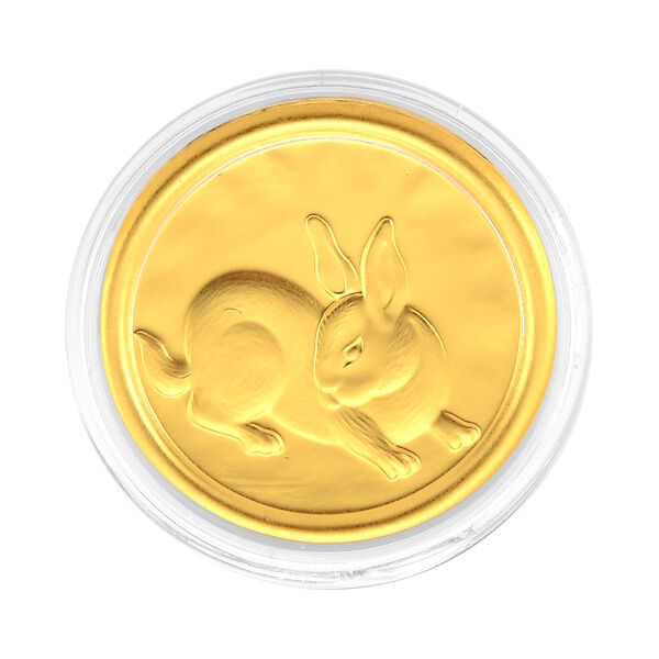 999er Goldm&uuml;nzefolie mit Hasenmotiv und Regenbogen-Designlinie, ca. 30 mm, ca. 100 mg image number 3