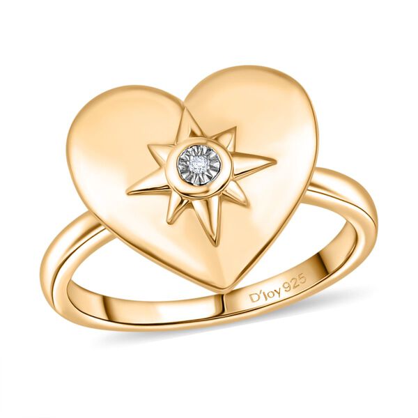 3er Set - D'Joy Weißer Diamant Ring, Ohrringe, Anhänger, 925 Silber Gelbgold, (Größe 19.00) ca. 0,03 ct. image number 3