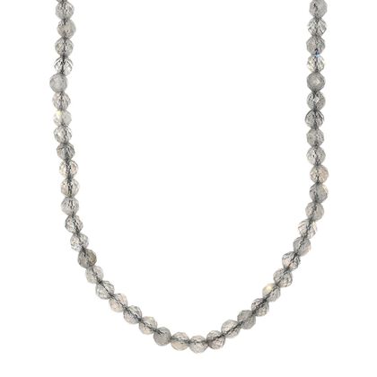 Labradorit Halskette ca. 50 cm 925 Silber rhodiniert ca. 30.00 ct