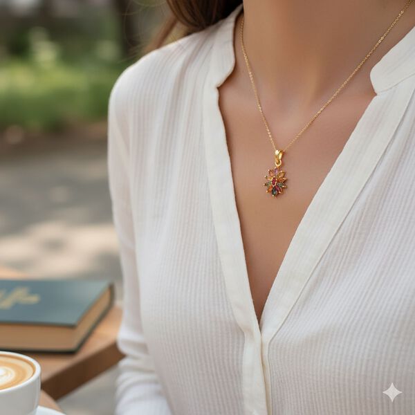 D'Joy Mehrfarbig Saphir, Rosa Saphir Anhänger 925 Silber vergoldet ca. 1,13 ct. image number 2