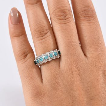 D'Joy Blauer Zirkon, Wei&szlig;er Zirkon Ring 925 Silber rhodiniert (Gr&ouml;&szlig;e 17.00) ca. 1,60 ct