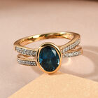 London Blau Topas und Zirkon-Ring, 925 Silber vergoldet  ca. 1,90 ct image number 1