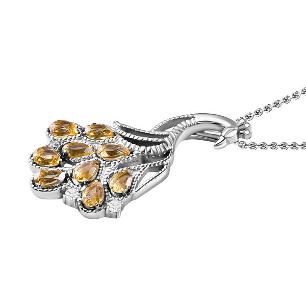 Citrin, Wei&szlig;er Zirkon Anh&auml;nger mit Kette, 316L Edelstahl ca. 4.35 ct image number 3