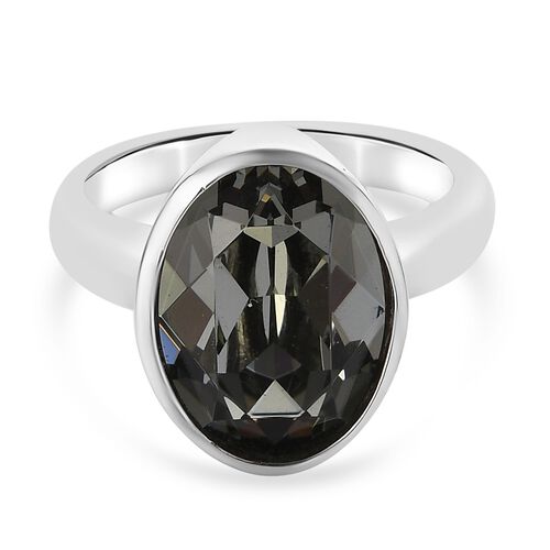 LUSTRO STELLA Österreichischer Schwarzer Diamant Kristall Solitär Ring Edelstahl image number 0