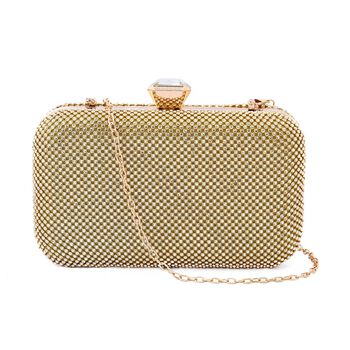 Moderne Clutch mit Kristallverzierung, 20x4x2 cm, Gold