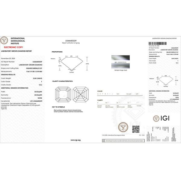 LUXURIANT IGI zertifizierter VS-GH Labor Asscherschliff Diamant Anh&auml;nger in 950 Platin - 5 ct. image number 5