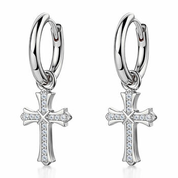 Zirkonia Kreuz-Ohrringe, Messing rhodiniert
