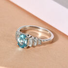 Kambodschanischer, blauer Zirkon und Diamant-Ring, 925 Silber platiniert  ca. 1,38 ct image number 1