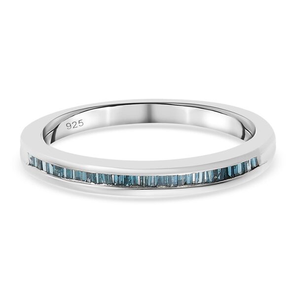 Blauer Diamant Half Eternity Ring 925 Silber Platin-&Uuml;berzug