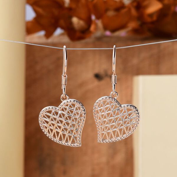 Herz Ohrringe, 925 Silber in Rosegold Vermeil image number 1