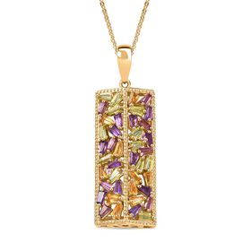 GP Italian Garden Kollektion - AA Multi-Edelstein und blauer Saphir Anhänger mit 50cm Kette - 3 ct.