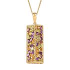 GP Royal Art Deco - Kollektion - AA Afrikanischer Amethyst, Citrin Anhänger mit Kette, 925 Silber 750 Gelbgold Vermeil ca. 3.01 ct