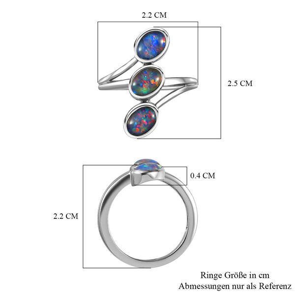 Boulder Opal Triplett Ring, 925 Silber platiniert, 1,77 ct. image number 7