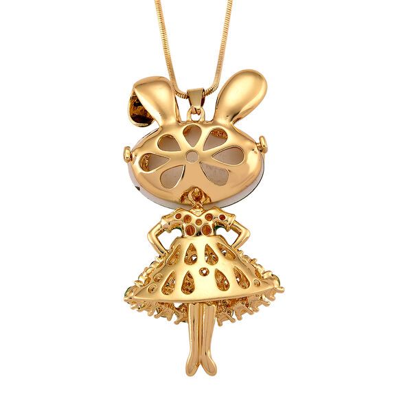 Mehrfarbiger Kristall Anh&auml;nger mit Kette, ca. 63.5 cm + 5 cm Extender, Legierung emailliert, Legierung Gelb image number 5