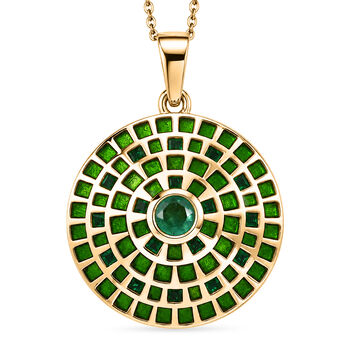 D'Joy AA Kagem Sambischer Smaragd Schmuckset ca. 45 cm 925 Silber 750 Gelbgold vermeil (10-15 Werktage Lieferzeit) ca. 1.12 ct