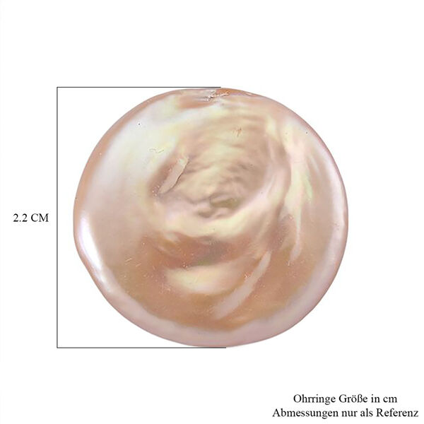 AAA Pfirsich-S&uuml;&szlig;wasser Perle Ohrringe Reiner Edelstahl, Goldfarben image number 5