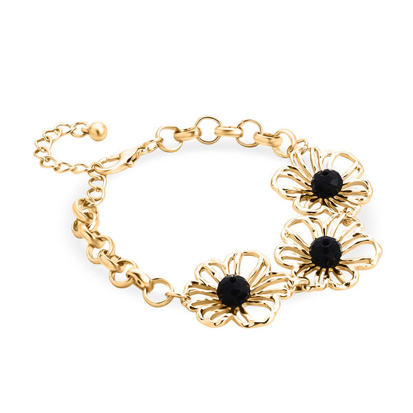 Lila Kristall Armband ca. 19 cm + 5 cm Extender, Gelb image number 3