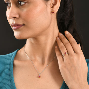 D'Joy afrikanischer Rubin zweifarbiges Schmuckset - 2,28 ct.