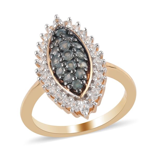 Alexandrit und Zirkon Cluster Ring 925 Silber Gelbgold Vermeil image number 5