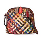 Chaos by Elsie - Echtleder Umhängetasche mit RFID, Multicolor-Webmuster, Größe: L19xW11xH20CM