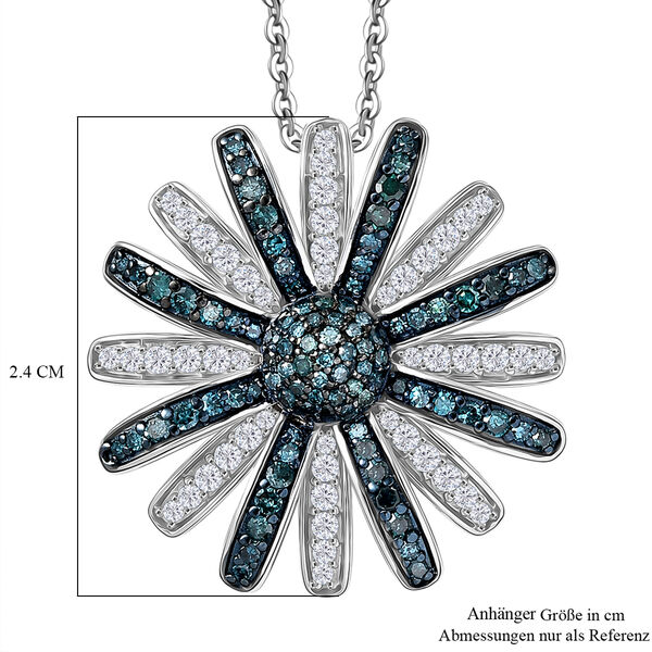 D'Joy Blauer Diamant, Weißer Diamant Schmuckset ca. 50 cm 925 Silber rhodiniert ca. 1,00 ct. image number 5