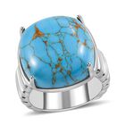 Blaues Türkis Ring, Edelstahl (Größe 18.00) ca. 13.98 ct image number 3