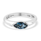 London Blau Topas Ring 925 Silber Platin-Überzug (Größe 16.00) ca. 0,20 ct