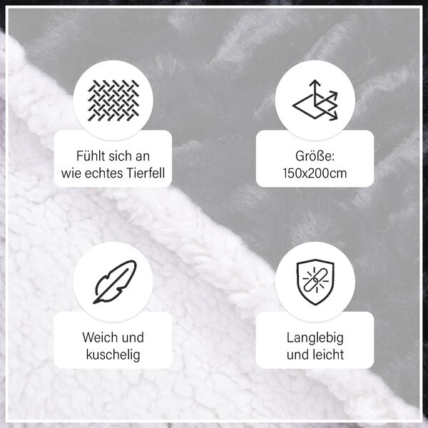 Serenity Night: Luxusdecke aus Kunstfell, Schwarz image number 14