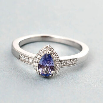 Tansanit und Zirkon Ring - 0,55 ct.