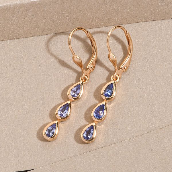 Tansanit Trilogie Ohrh&auml;nger in Silber 1,01 Ct image number 2