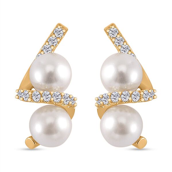 Wei&szlig;e Muschelkernperle und Zirkonia Ohrringe