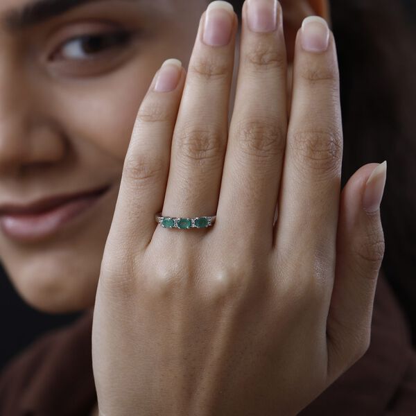 AAA Smaragd und Zirkon Ring - 0,52 ct. image number 3