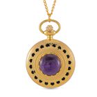 STRADA Afrikanischer Amethyst Kettenuhr, Legierung, 91.4 cm, goldfarben, ca. 15.00 ct