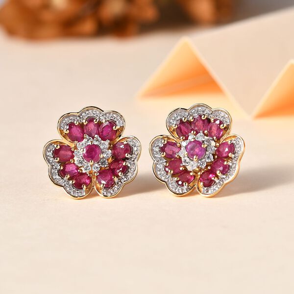 GP Italian Garden Kollektion- Afrikanische Rubin, Zirkon und Kanchanaburi blaue Saphir-Ohrringe - 6,46 ct. image number 2