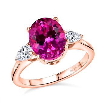 LUXURIANT AAA Labor Rosa Saphir und Labor Diamant Ring - 4,26 ct.