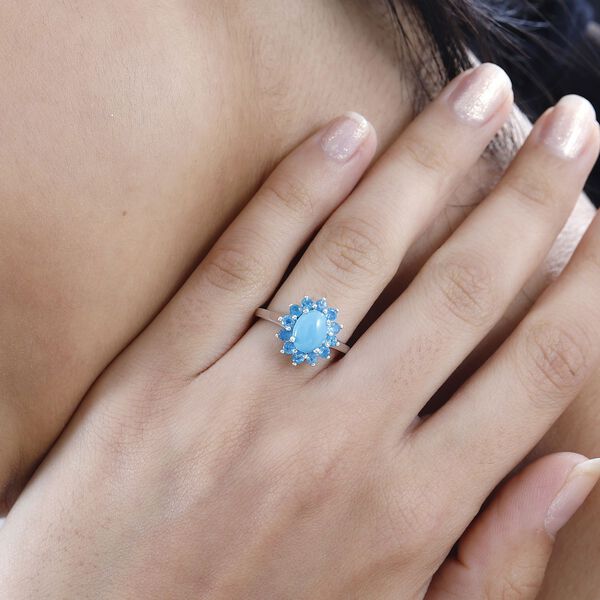 AA Sleeping Beauty Türkis, Neon Apatit Ring 925 Silber rhodiniert (Größe 16.00) ca. 1,77 ct image number 3