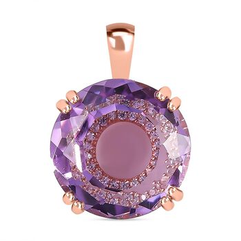 Rose De France Amethyst, Wei&szlig;er Zirkon Anh&auml;nger 925 Silber ros&eacute;vergoldet ca. 13.43 ct
