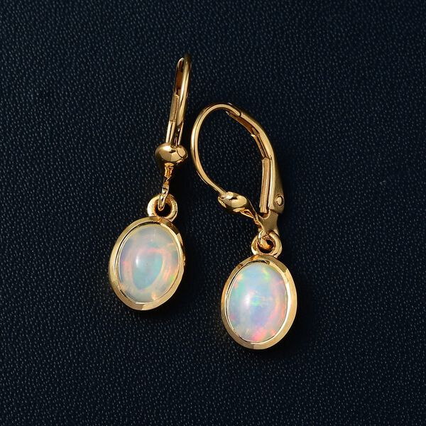 Nat&uuml;rliche, &auml;thiopische Welo Opal Ohrringe, 925 Silber vergoldet ca. 1.58 ct image number 2