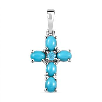 AA Amerikanischer Sleeping Beauty T&uuml;rkis, Neon Apatit Anh&auml;nger 925 Silber platiniert ca. 0.85 ct