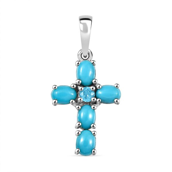 AA Sleeping Beauty T&uuml;rkis und Neon Apatit Anh&auml;nger, 925 Silber platiniert - 0,85 ct.