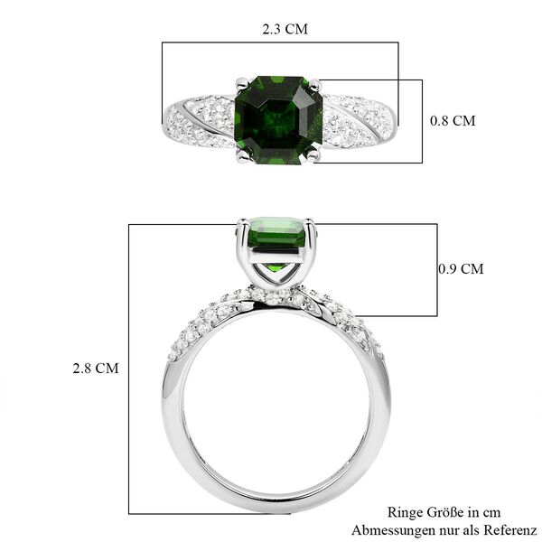 Nat&uuml;rlicher Chromdiopsid und wei&szlig;er Zirkon-Ring - 3,11 ct. image number 6