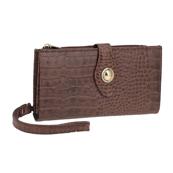 Echtleder Brieftasche mit Kroko-Pr&auml;gung und RFID-Schutz, braun image number 6