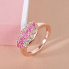 Rosa Saphir und Zirkon Cluster Ring, 925 Silber rosévergoldet, 1,34 ct. image number 1