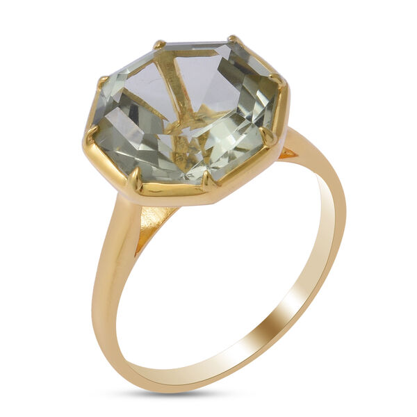 Prasiolite Solit&auml;r Ring 925 Silber Vergoldet image number 3
